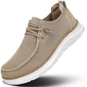 Men's Khaki Loafers Shoes Casual Mesh Walking Boat Shoes Dress Sneakers